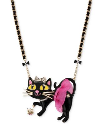 betsey johnson black cat necklace