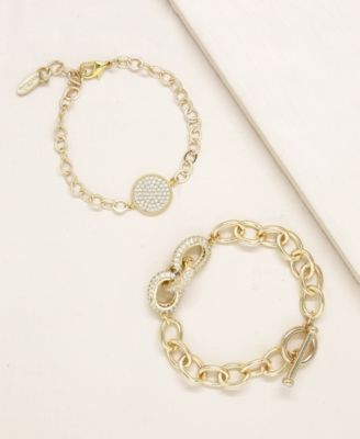 Mixed Crystal Disc Link Chain Women's Bracelet Set