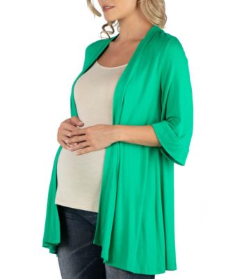 Open Front Elbow Length Sleeve Maternity Cardigan