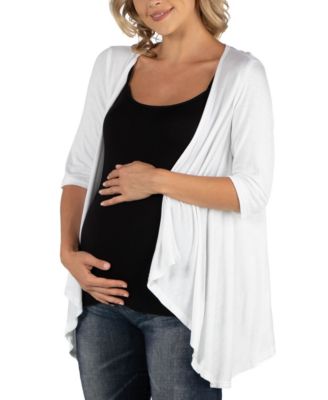 Elbow Length Sleeve Maternity Open Cardigan