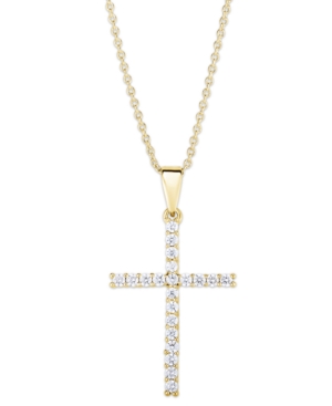 image of Cubic Zirconia Sleek Cross Pendant In Fine Silver Plate