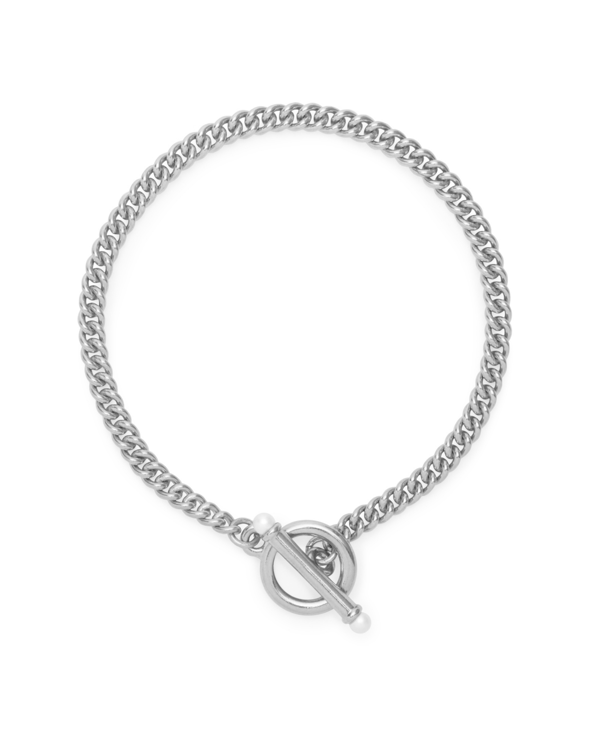 Stella Imitation Pearl Toggle Chain Bracelet - Silver