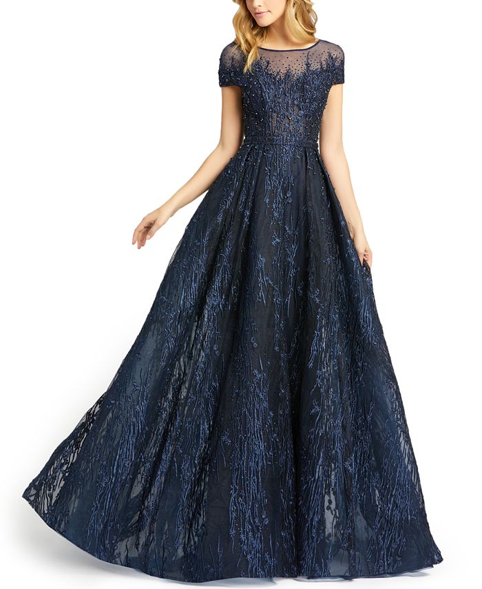 mac duggal cap sleeve gown