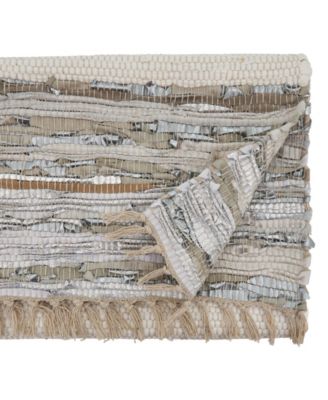 Striped Leather Chindi Runner