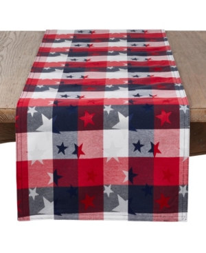 Saro Lifestyle Stars And Checkered Table Runner In Multi
