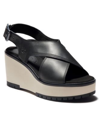 TIMBERLAND Koralyn Women's store Wedge Leather Sandals in Black Size 10