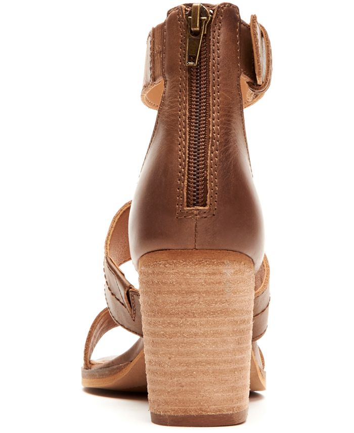 Frye And Co. Women's Bryn Stitch Heeled Sandal - Taupe Snake Print, Ankle Strap, Size 6.5