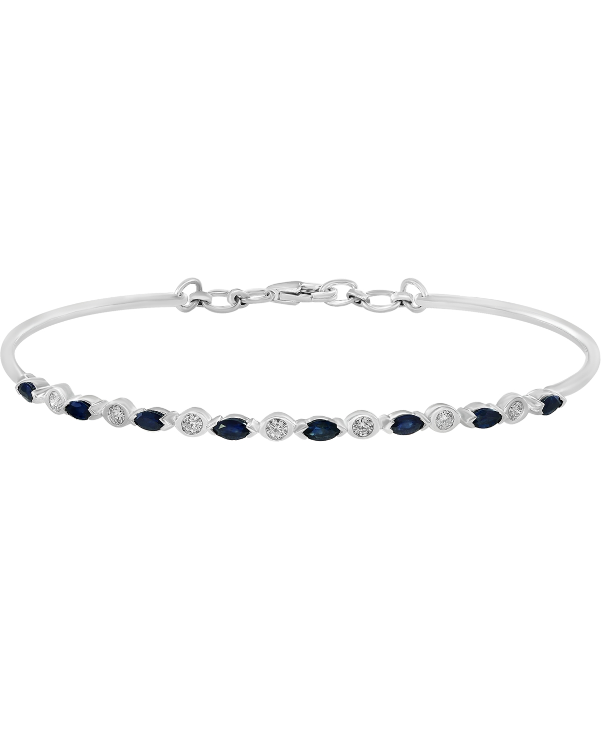 Sapphire (3/4 ct. t.w.) & Diamond (1/5 ct. t.w.) Tennis Bracelet in 14k White Gold (Also in Ruby and Emerald) - Sapphire
