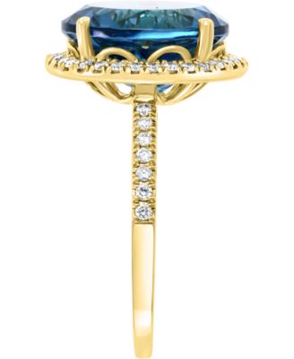 London Blue Topaz (6-3/4 ct. t.w.) & Diamond (1/3 ct. t.w.) Statement Ring in 14k Gold