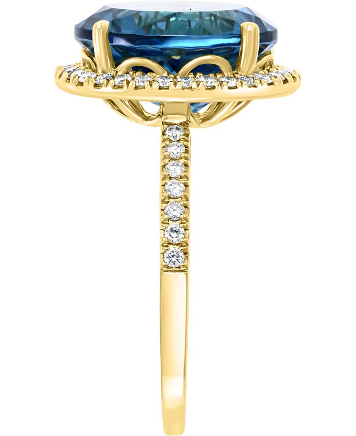 LALI Jewels - London Blue Topaz (6-3/4 ct. t.w.) & Diamond (1/3 ct. t.w.) Statement Ring in 14k Gold