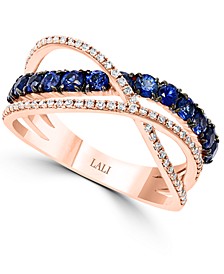 Sapphire (7/8 ct. t.w.) & Diamond (1/5 ct. t.w.) Crossover Statement Ring in 14k Rose Gold
