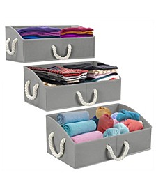 Trapezoid Storage Box with Cotton Rope, Set of 3