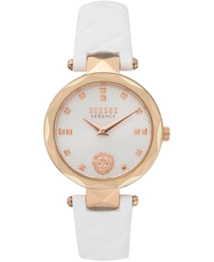 image of Versus by Versace Women-s Covent Garden Petite White Leather Strap Watch 32mm
