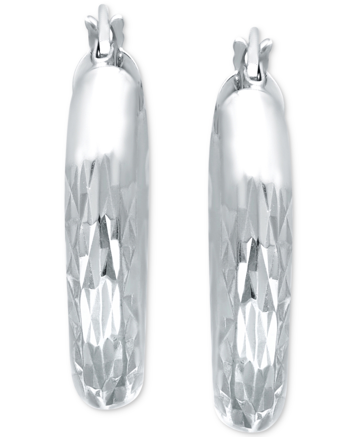 Giani Bernini Patterned Hoop Earrings  30mm, Created for Macy's - Sterling Silver