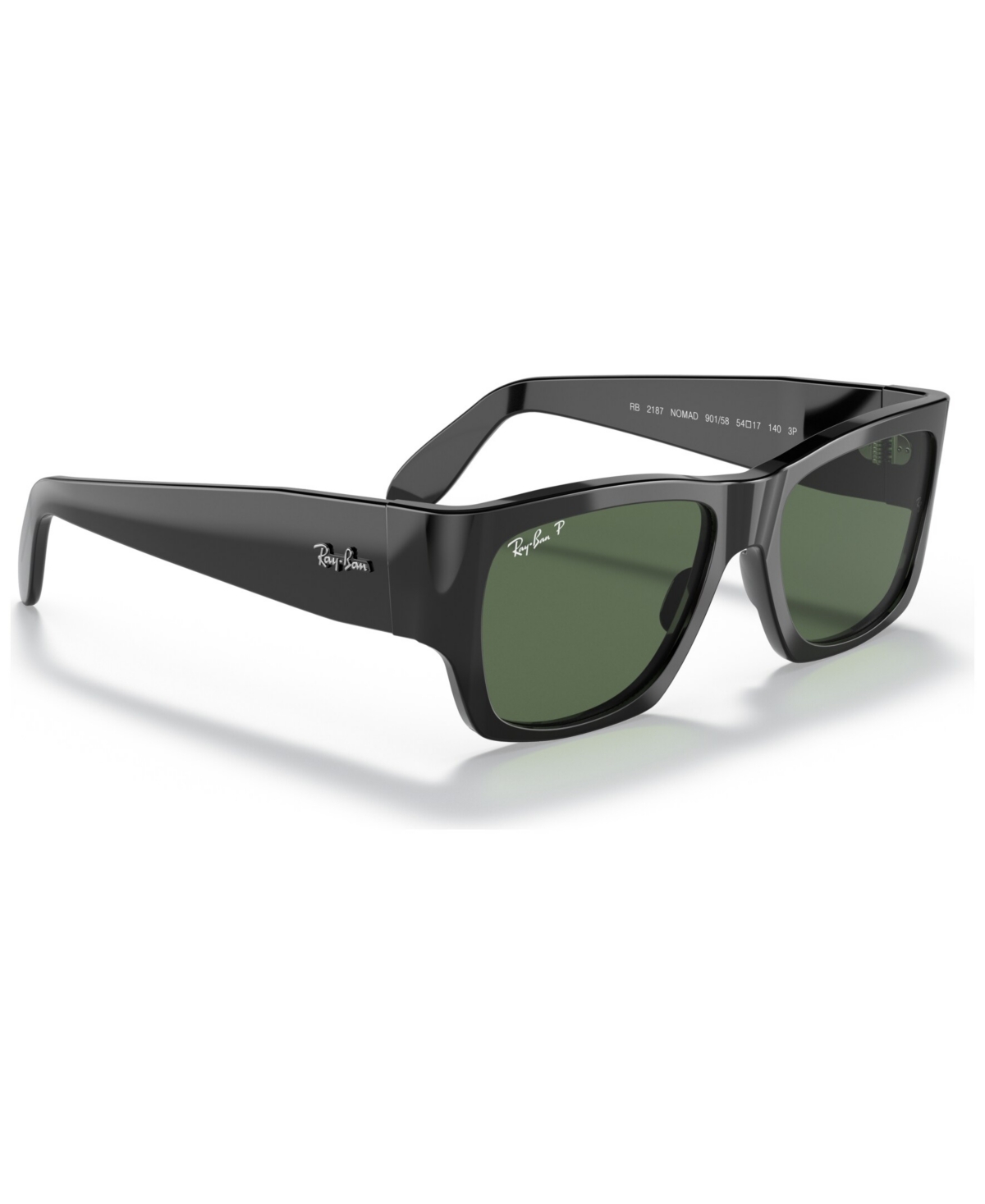 Shop Ray Ban Unisex Polarized Sunglasses, Rb2187 In Shiny Black,green Polar