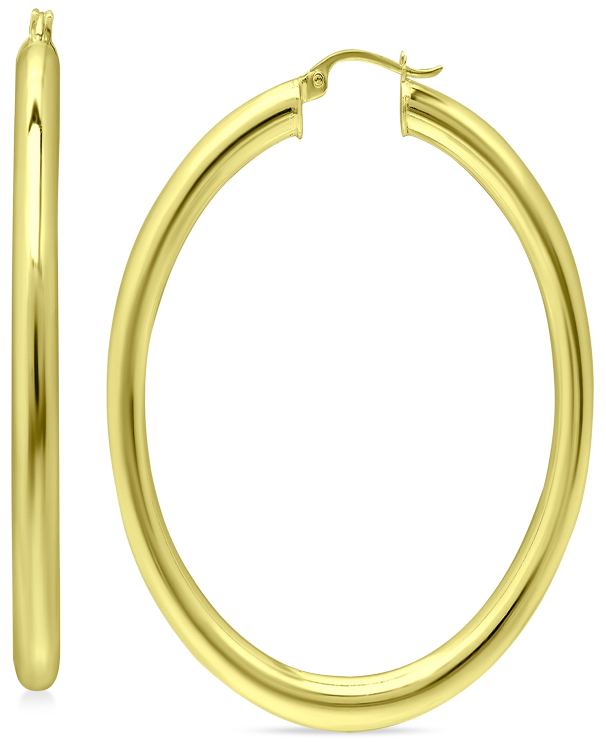 Oval Polished Hoop Earrings in 18k Gold-Plated Sterling Silver, 1-1/8", Created for Macy's - Gold Over Silver