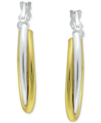 Small Two-Tone Overlap Hoop Earrings in Sterling Silver & 18k Gold-Plate, 0.78", Created for Macy's