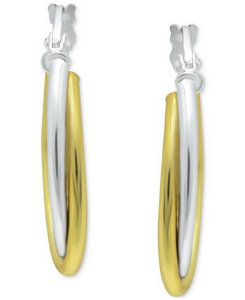 Giani Bernini - Small Two-Tone Overlap Hoop Earrings in Sterling Silver & 18k Gold-Plate, 3/4"