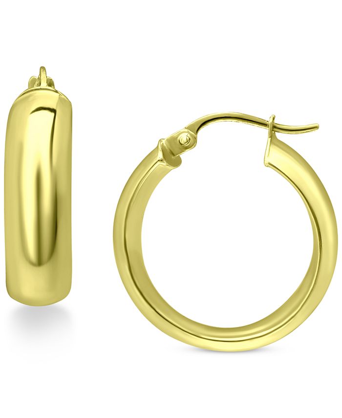 Round Chunky Hoops, 14k Plated Gold