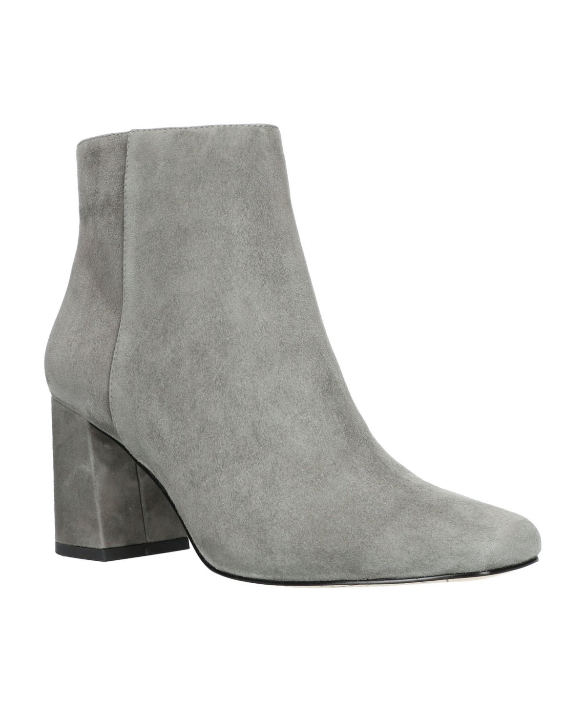 Square Toe Ankle Boots - Grey Suede Leather