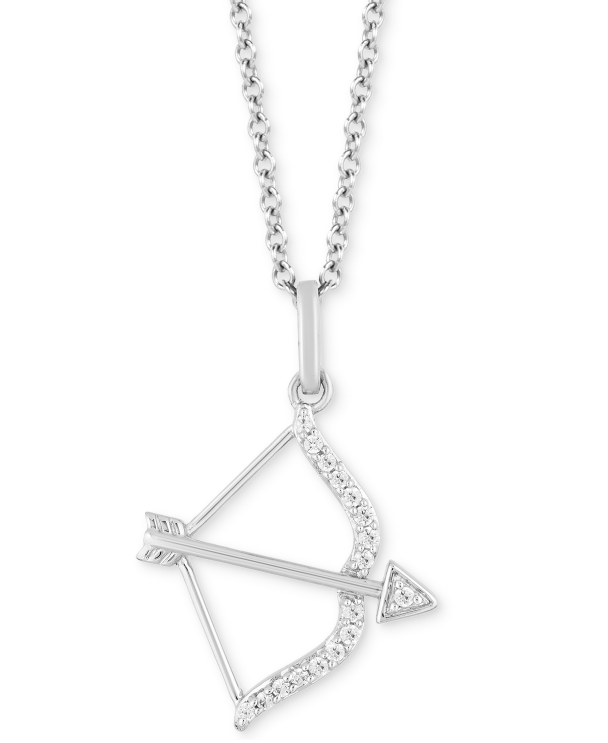 Hallmark Diamonds Tokens by Hallmark Diamonds Bow & Arrow Strength pendant (1/10 ct. t.w.) in Sterling Silver, 16" + 2" extender