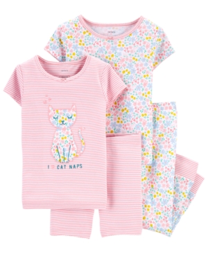 image of Carter-s Toddler Girls 4-Pc. Kitten Cotton Pajamas Set