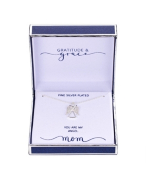 image of Unwritten Gratitude & Grace Fine Silver Plated Cubic Zirconia Angel Necklace, 16