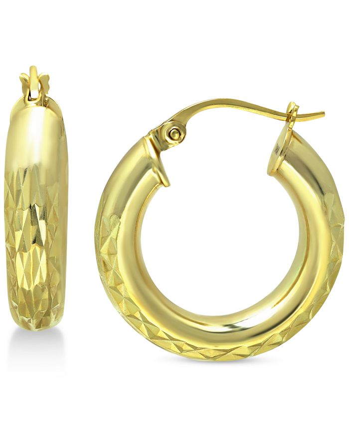 Giani Bernini - Small Textured Hoop Earrings in 18k Gold-Plated Sterling Silver, 1"