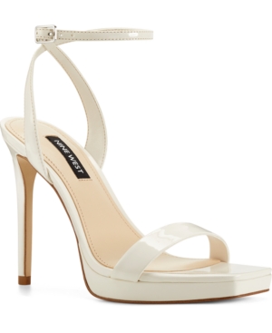 Nine West Women's Zadie Square Toe Stiletto Heel Dress Sandals Women's Shoes In Chic Cream Ivory