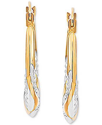 Macy's - Two-Tone Swirl Hoop Earrings in 14k Gold & White Rhodium-Plate