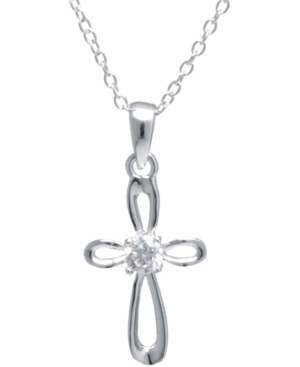Giani Bernini Cubic Zirconia 18" Cross Pendant Necklace In Sterling Silver, Created For Macy's In Sterling Silver