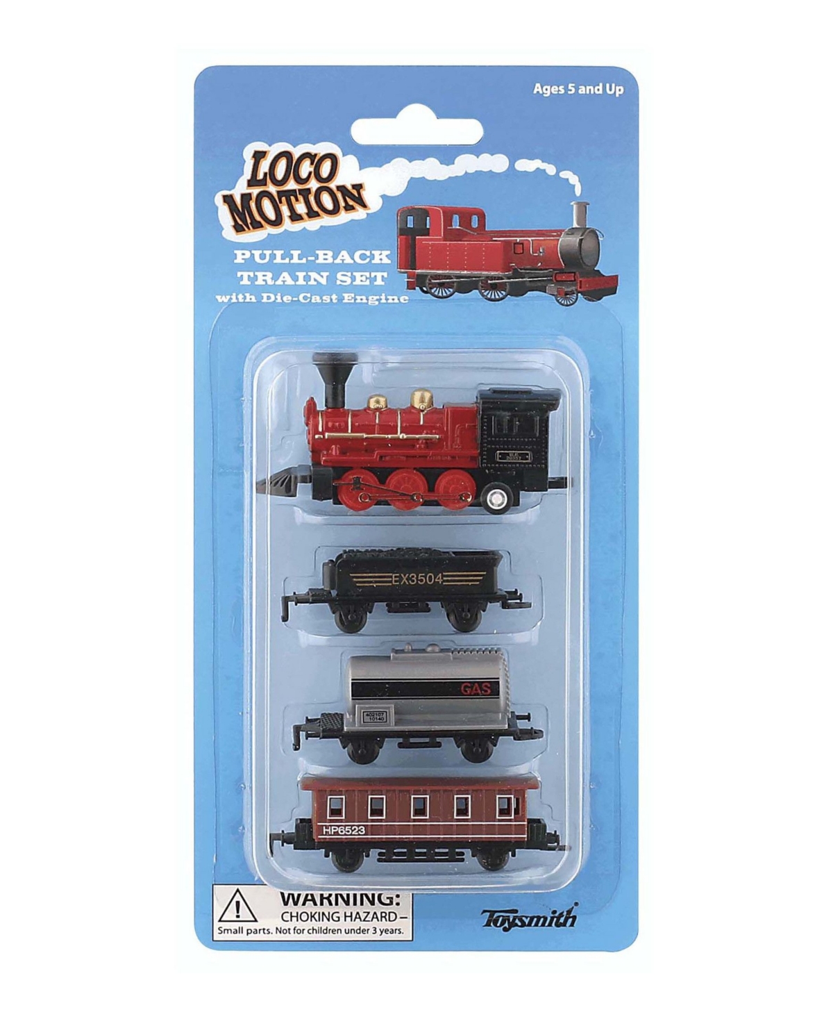 Toysmith Loco Motion Mini Pull-back Train Set With Die-cast Engine Assorted Styles In Multi