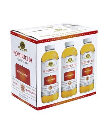 GT's Living Foods Organic Raw Kombucha Gingerade, Count 6 ...