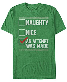 Men's Naughty Nice Humor Christmas Short Sleeve T-shirt
