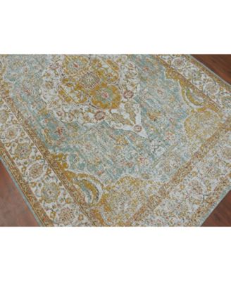 Eternal ETE-3 Aqua/Ivory 2'7" x 7'6" Runner Rug