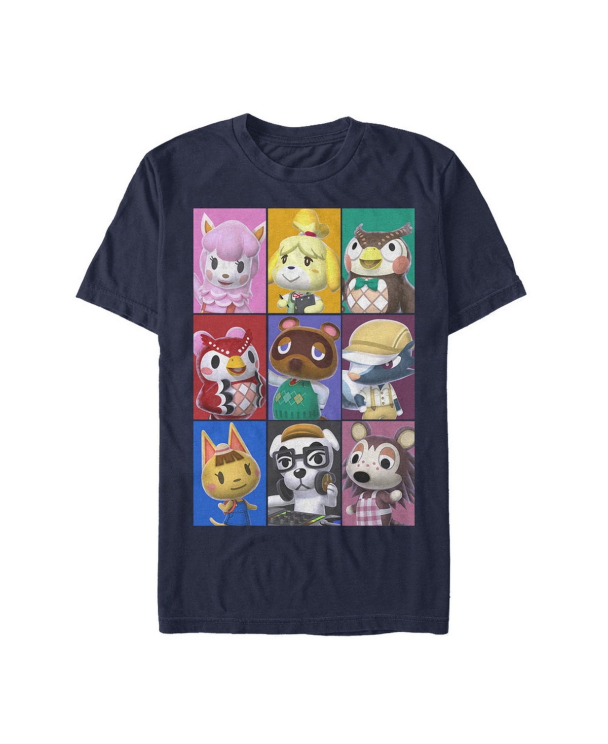 Fifth Sun Men's Nintendo Animal Crossing Towns Folk Yearbook Photo Style Poster Short Sleeve T-shirt