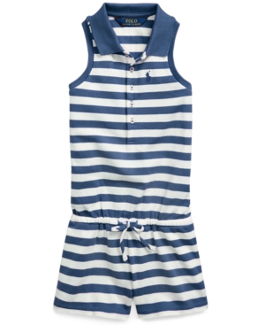 Polo Ralph Lauren Toddler Girls Striped Mesh Polo Romper