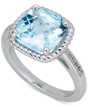 image of Blue Topaz (3-1/2 ct. t.w.) & Diamond (1/20 ct. t.w.) Ring in Sterling Silver (Also in Pink Amethyst & Green Amethyst)