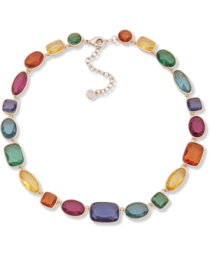 image of Anne Klein Gold-Tone Multi-Stone Collar Necklace, 16