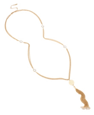 image of Miriam Haskell New York Woven Imitation Pearl Beaded Ball Tassel Pendant Long Necklace