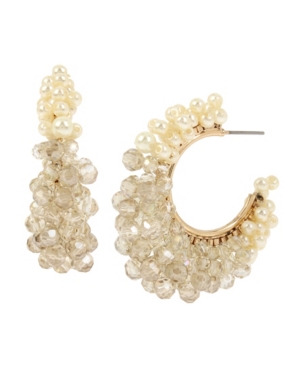 image of Miriam Haskell New York Woven Imitation Pearl Hoop Earrings