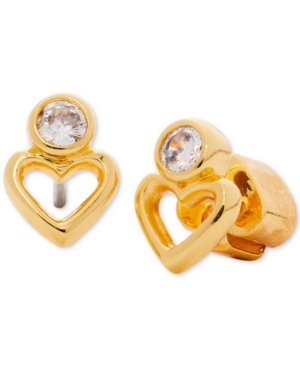 image of Kate Spade New York Gold-Tone Heart & Cubic Zirconia Stud Earrings
