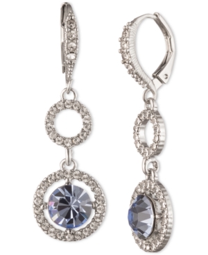 image of Givenchy Silver-Tone Crystal Double Drop Earrings