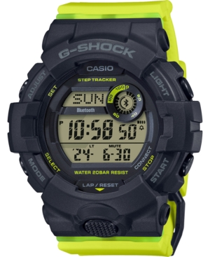 image of G-Shock Women-s Digital Steptracker Neon Yellow Resin Strap Watch 45.2mm