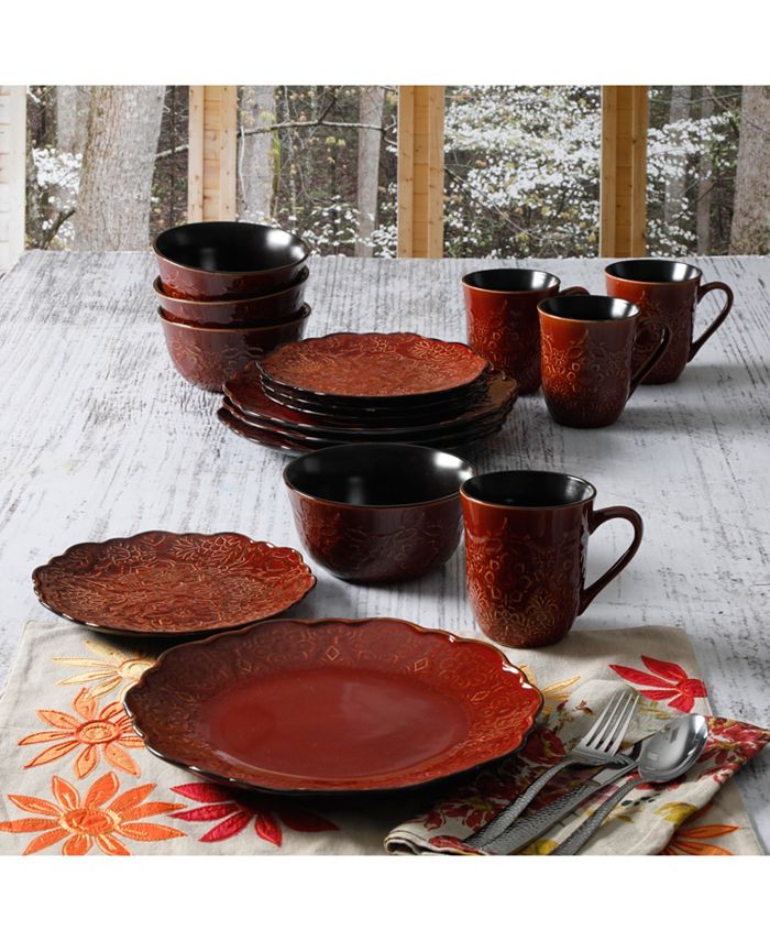 Gibson Portina 16piece Dinnerware Set Red, Service for 4 Macy's