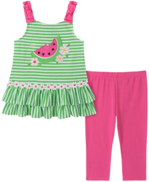 Kids Headquarters Baby Girls 2-Pc Striped Watermelon Tunic & Leggings Set