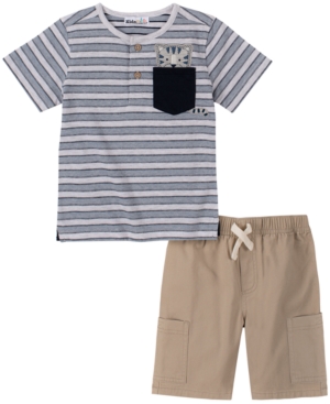 Kids Headquarters Baby Boys 2-Pc Striped Henley & Shorts Sets