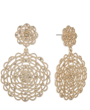 image of Marchesa Gold-Tone Pave Lace Statement Earrings