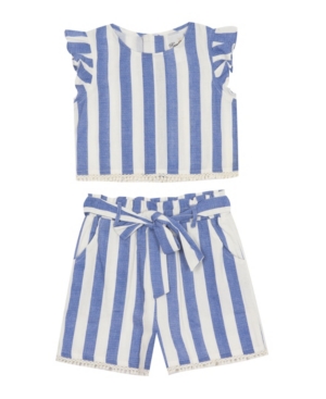 Rare Editions Toddler Girls Linen Top and Short Set