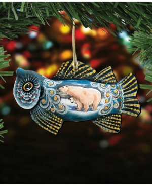 Designocracy Frosty Fish Wooden Christmas Ornament Set Of 2 In Multi